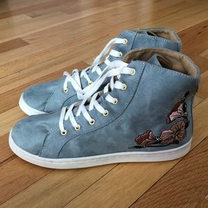 XOXO Suede High Top Floral Shoes